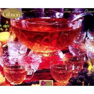  Glass Fruit Pedestal Punch Bowl set with 12 Cups