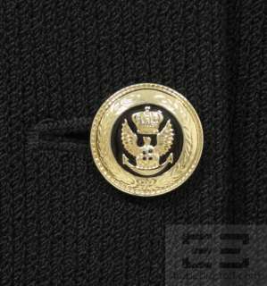 St. John Basics 2 Pc Black Knit Gold Button Jacket & Skirt Set Size 6 