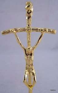 Gold Papal Cross W Miraculous Medal Silver Mary Stand  