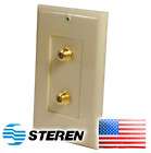 STEREN 2 Coax Port Decorator TV Wall Plate Gold Ivory