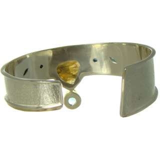 645 MICHOU Multi Stone Cuff Bracelet Labradorite Adj  