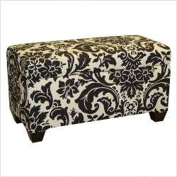 Upholstered Storage Bench in Fiorenza Black and White OUR SKU# SKY1994 