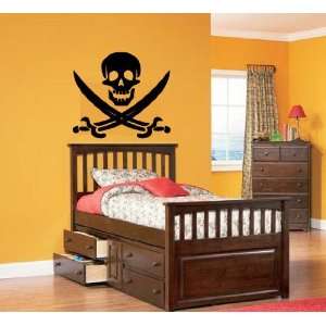   Skull with Pirate Sword Removable Vinyl Wall Decal 