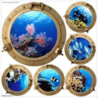 Submarine Window Adhesive Removable Wall Decor Accents Mural Fabric 