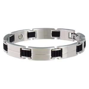  Mens Sport Stainless Sabona Magnetic Bracelet with Rubber 
