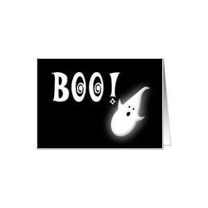 Boo Happy Halloween kids fun spooky ghost not scary black Card