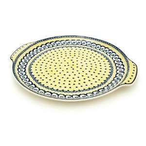   Polish Pottery Saffron Round Serving Tray with Handles