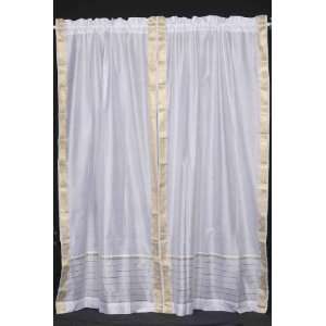   White Rod Pocket Sari Sheer Curtain (43 in. x 84 in.)