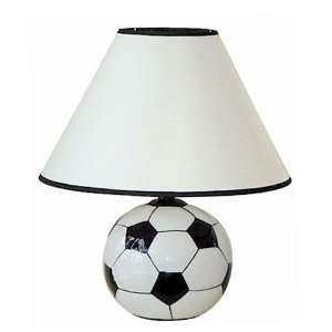 Sports Soccer Ball Table Lamp With White/Black Lamp Shade And Soccer 