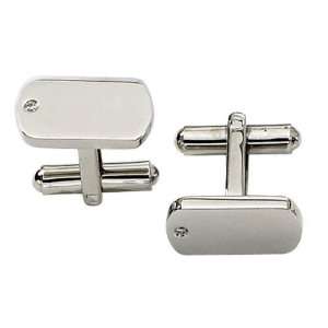  Mens Stainless Steel and Diamond Cuff Links: Jewelry