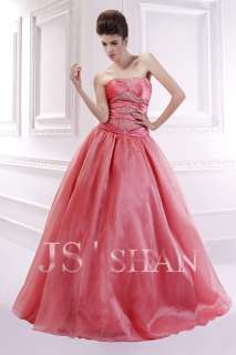 JSSHAN Watermelon Red Full Length Princess Quinceanera Prom Gown 