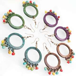Bulk 4 PCS Mixed Coconut Round Beads Dangle Earrings~~~  