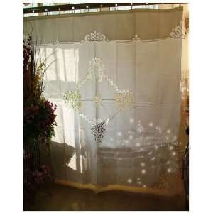  Vintage Battenburg White Cotton Shower Curtain
