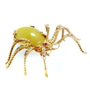    Antique Victorian Diamond Agate Gold Spider Pin Brooch Jewelry