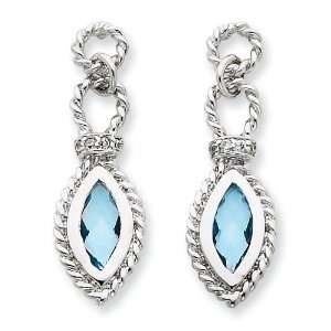   Silver Blue Topaz & CZ Post Earrings West Coast Jewelry Jewelry