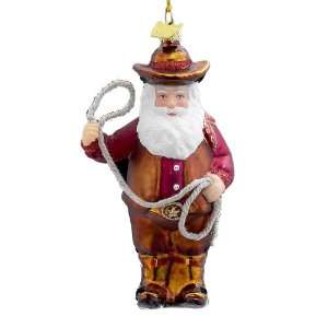   Inch Noble Gems Glass Cowboy Santa Ornament