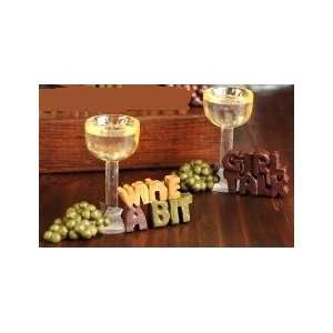  Set of 2 Wine Glasses w/ Sayings Blossom Bucket Resin 